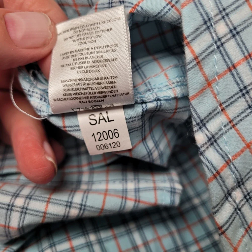 Noble Outfitters Shirt Mens XXL Blue Plaid Excellent Short Sleeve Button Down